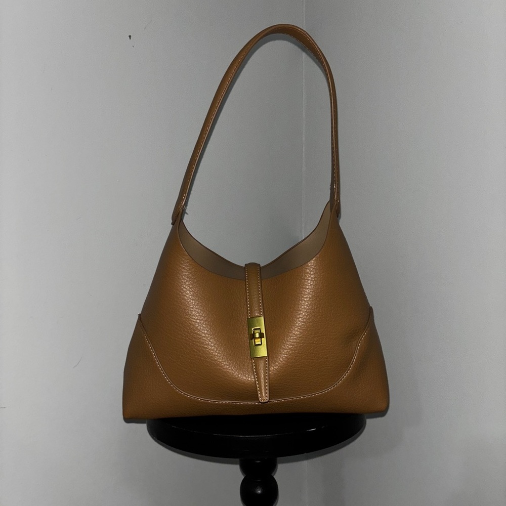 Brown Faux Leather Shoulder Bag